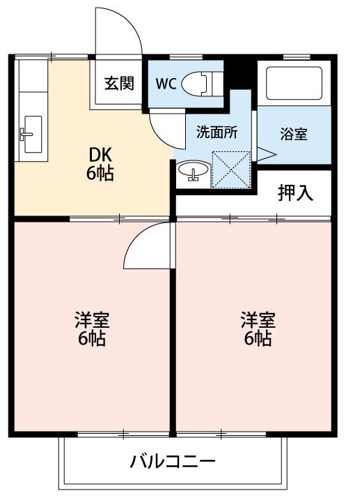 駒之舞アパート(2DK/2階)の間取り写真