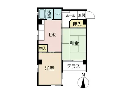 ハイム西宮北口(2DK/1階)の間取り写真