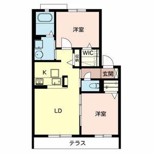 シャーメゾン鈴の宮(2LDK/1階)の間取り写真