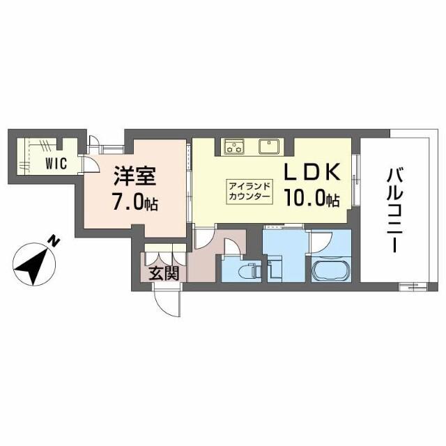 HINASA東鷹匠(1LDK/1階)の間取り写真