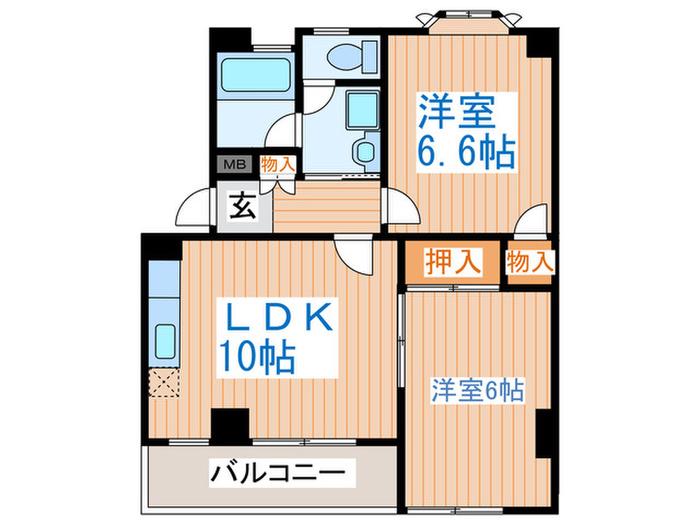 パ-クアヴェニュー壱番館(2LDK/1階)の間取り写真