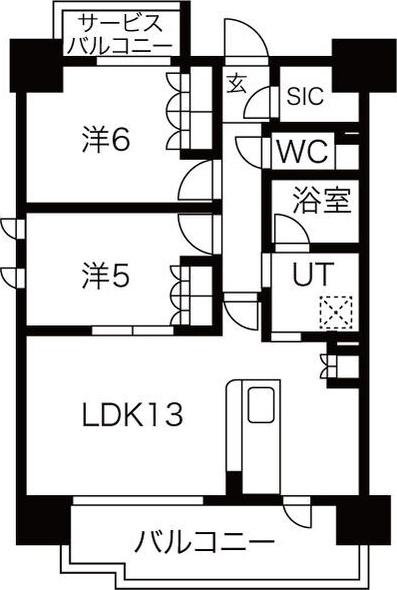 SK RESIDENCES SHINSAIBASHI 旧 SK RE(2LDK/6階)の間取り写真