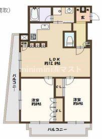 リーガル江戸堀ウエストパーク(2LDK/12階)の間取り写真