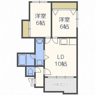 グランドールサオリ(2LDK/2階)の間取り写真