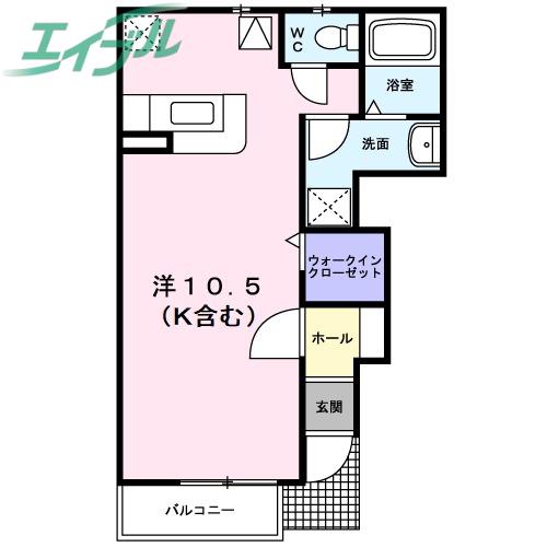ヴェルサン ヴィラ(ワンルーム/1階)の間取り写真