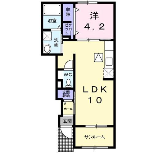 シュエット ガーデン(1LDK/1階)の間取り写真