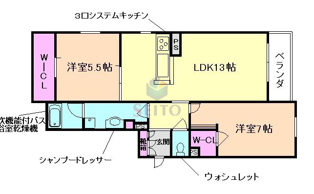 シャーメゾン ルミエール(2LDK/2階)の間取り写真