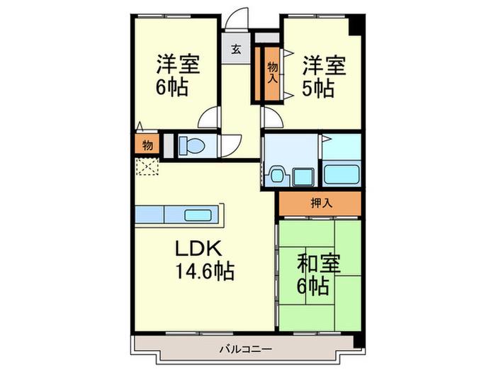 ブルームガーデン桧原(3LDK/4階)の間取り写真