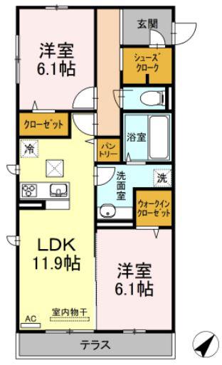 REGULUS A棟(2LDK/1階)の間取り写真