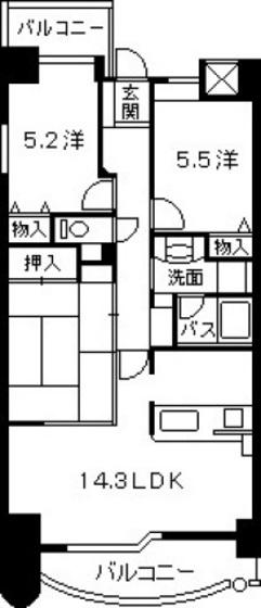ランドマーク紙屋町(3LDK/3階)の間取り写真