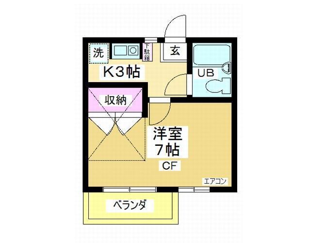 グリーンコープ・ファイブ(1K/1階)の間取り写真