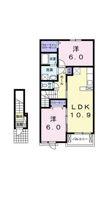 ルペ・ヤシロ III(2LDK/2階)の間取り写真