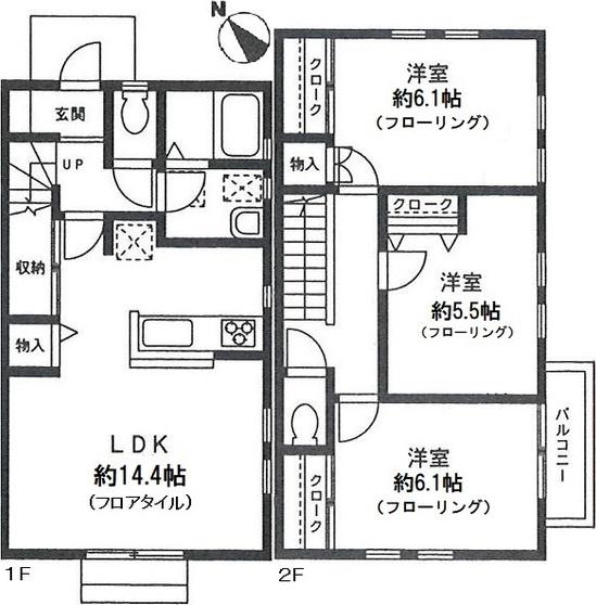 ソリアード片倉C(3LDK/1階)の間取り写真
