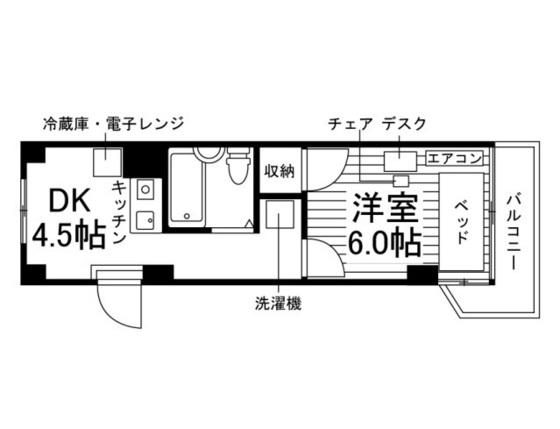 オリーブ桑田(1DK/3階)の間取り写真