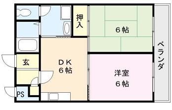 ボーネン刀根山(2DK/1階)の間取り写真