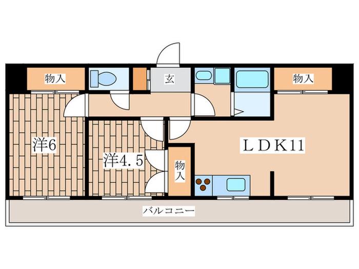 アーバンスプラザイシワタ5(2LDK/4階)の間取り写真