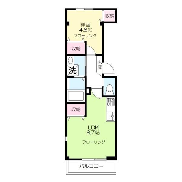 コラージュ玉川(1LDK/3階)の間取り写真