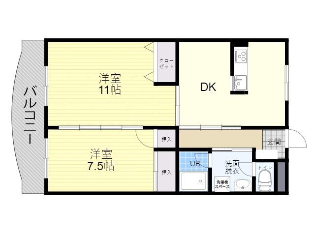 パラッオ王子(2DK/1階)の間取り写真
