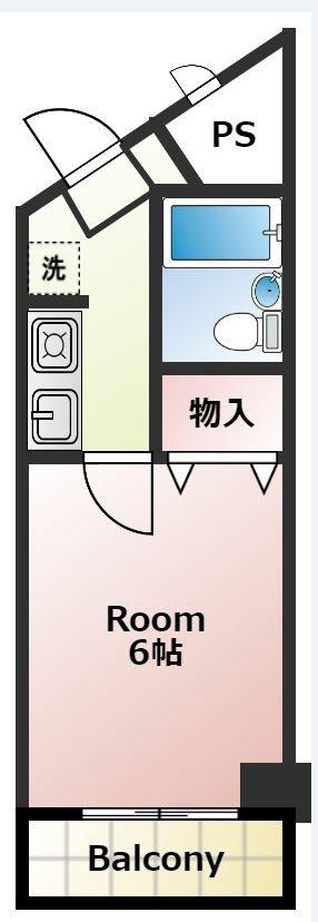ライフシティ(1K/4階)の間取り写真