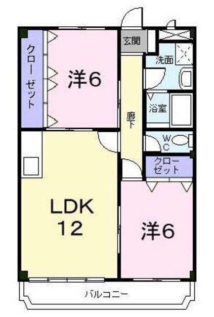 ニューマリッチ谷塚(2LDK/3階)の間取り写真