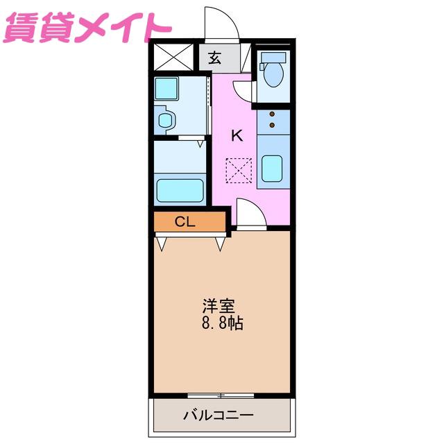 ロワジール(1K/1階)の間取り写真