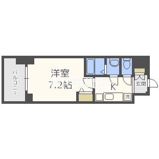 アドバンス大阪ソルテ(1K/6階)の間取り写真