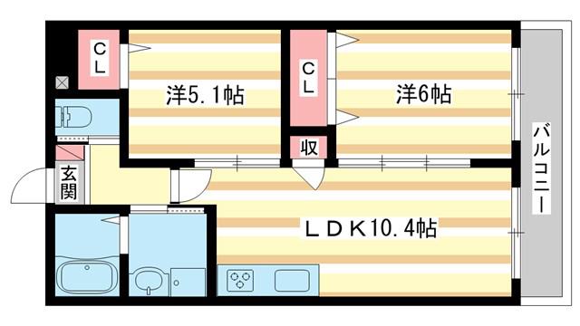 ALEGRIA郡山(2LDK/1階)の間取り写真