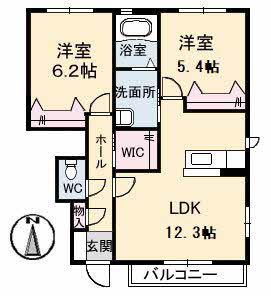 サンソリエス(2LDK/1階)の間取り写真