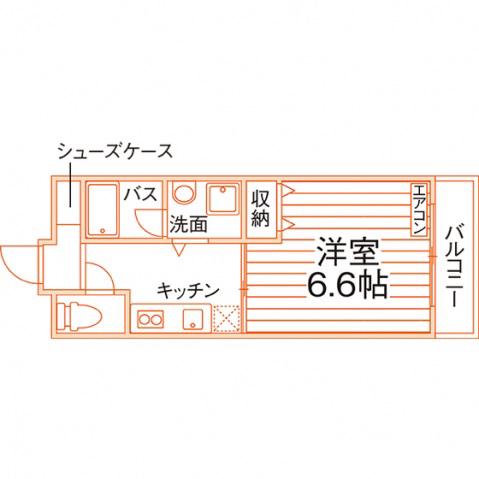 プランドールプレイス(1K/2階)の間取り写真