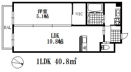 カーサ・フォンタナ(1LDK/2階)の間取り写真