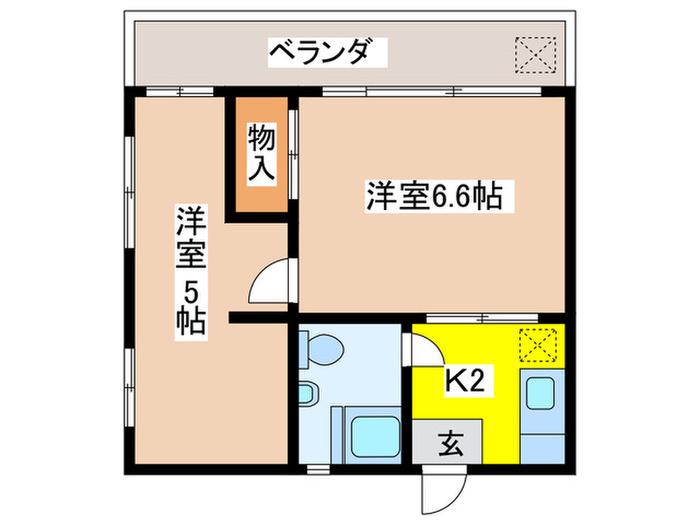 野方リトルハイツ(2K/2階)の間取り写真