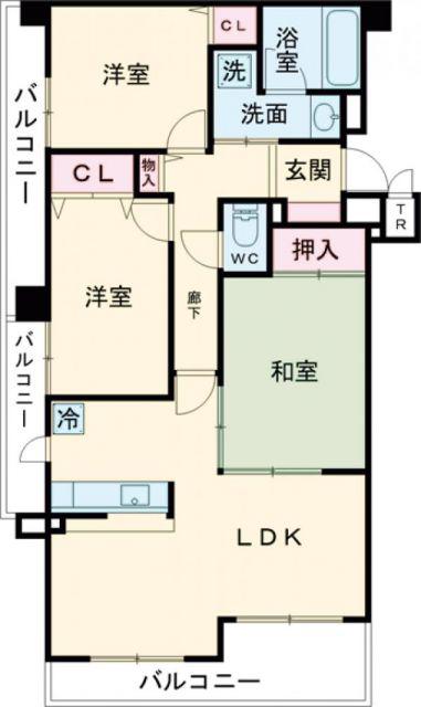 ライオンズマンション富雄(3LDK/4階)の間取り写真