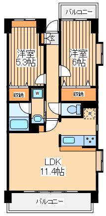 アルビオ北新横浜(2LDK/4階)の間取り写真