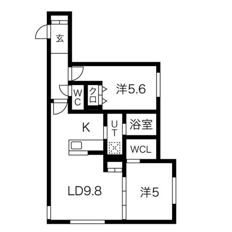 アルファスクエア学園前(2LDK/4階)の間取り写真