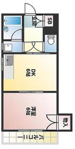 エステート湊川(1DK/4階)の間取り写真