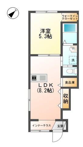 地下鉄鶴舞線 原駅(愛知) 徒歩5分 2階建 築10年(1LDK/1階)の間取り写真
