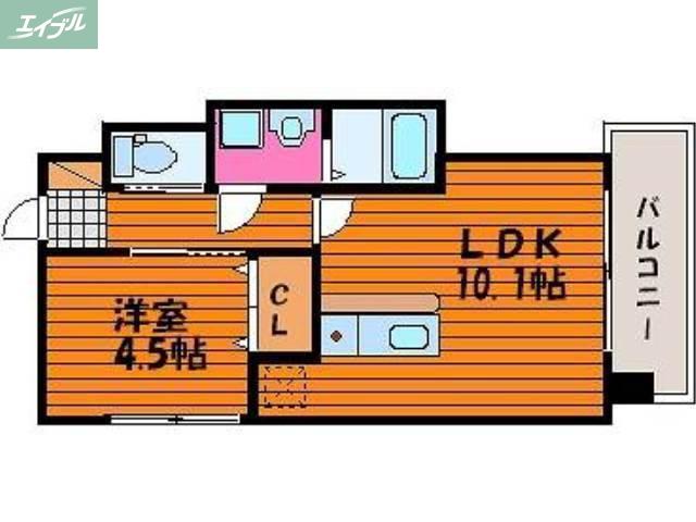 GRAND ETERNA岡山II(1LDK/10階)の間取り写真