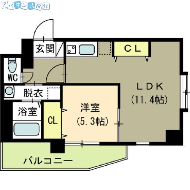 ブラスト南万代(1LDK/2階)の間取り写真