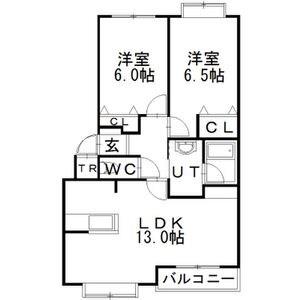 クリスタルリバー参番館(2LDK/3階)の間取り写真