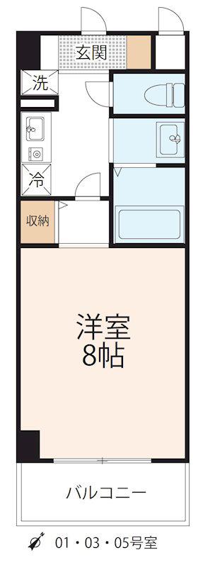 グレースフル18(1K/2階)の間取り写真