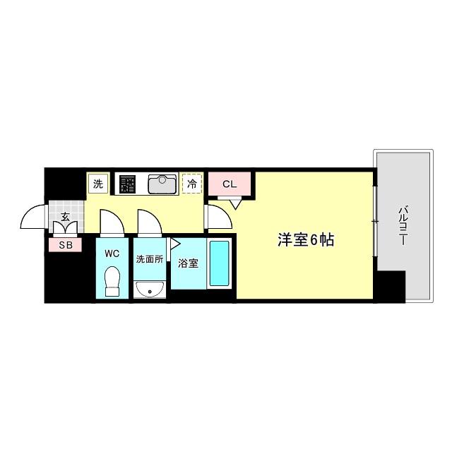 プレリス阿波座BLOOM(1K/2階)の間取り写真