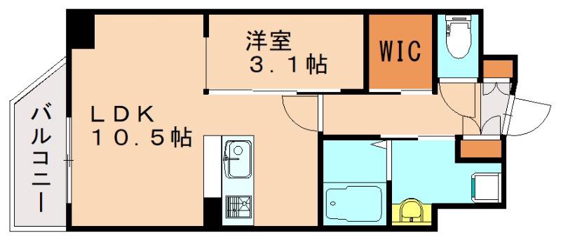 LEGEND黒崎II(1LDK/5階)の間取り写真