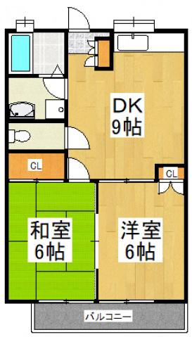 ウインベルA(2DK/2階)の間取り写真
