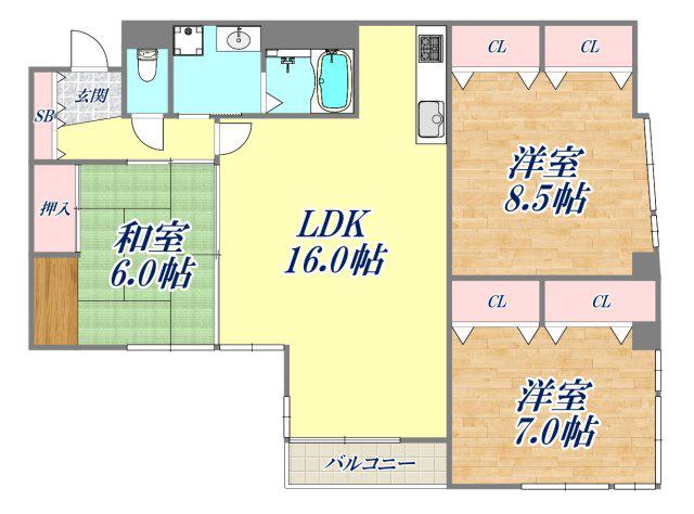 アプリマット(3LDK/2階)の間取り写真