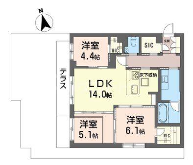 クレスティーク(3LDK/1階)の間取り写真