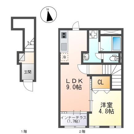 グランドコートIII(1LDK/2階)の間取り写真
