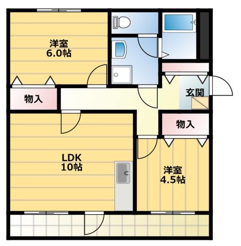 イーストパレス南新屋(2LDK/3階)の間取り写真