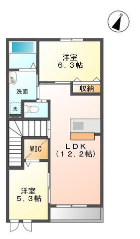 ハピネス1(2LDK/2階)の間取り写真