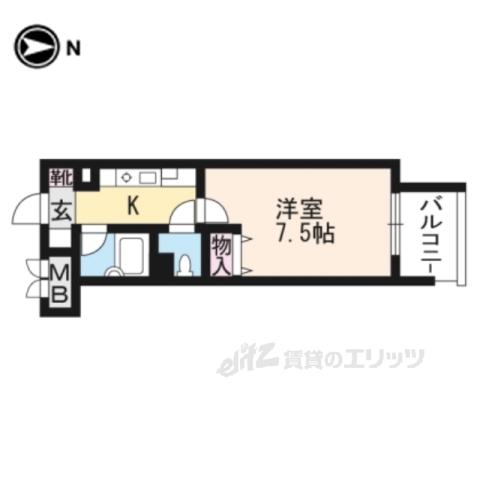 大晋メゾネ四条大宮(1K/6階)の間取り写真