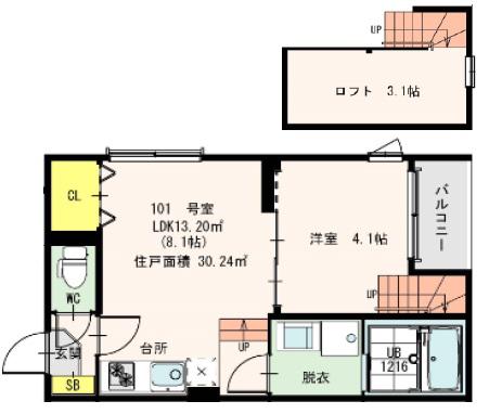 CREST(1LDK/1階)の間取り写真